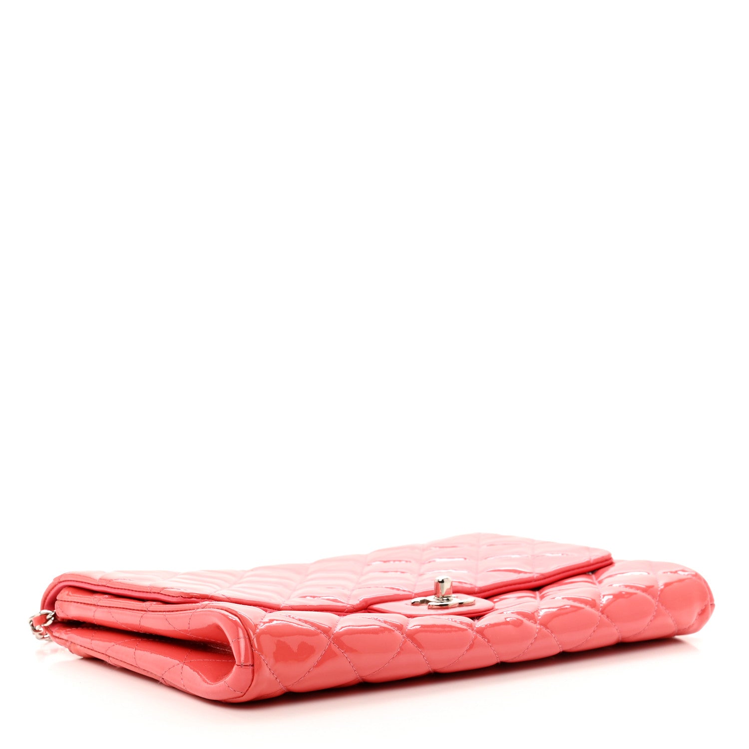 Chanel Patent Quilted Clutch with Chain Flap Fuchsia 4 of 10