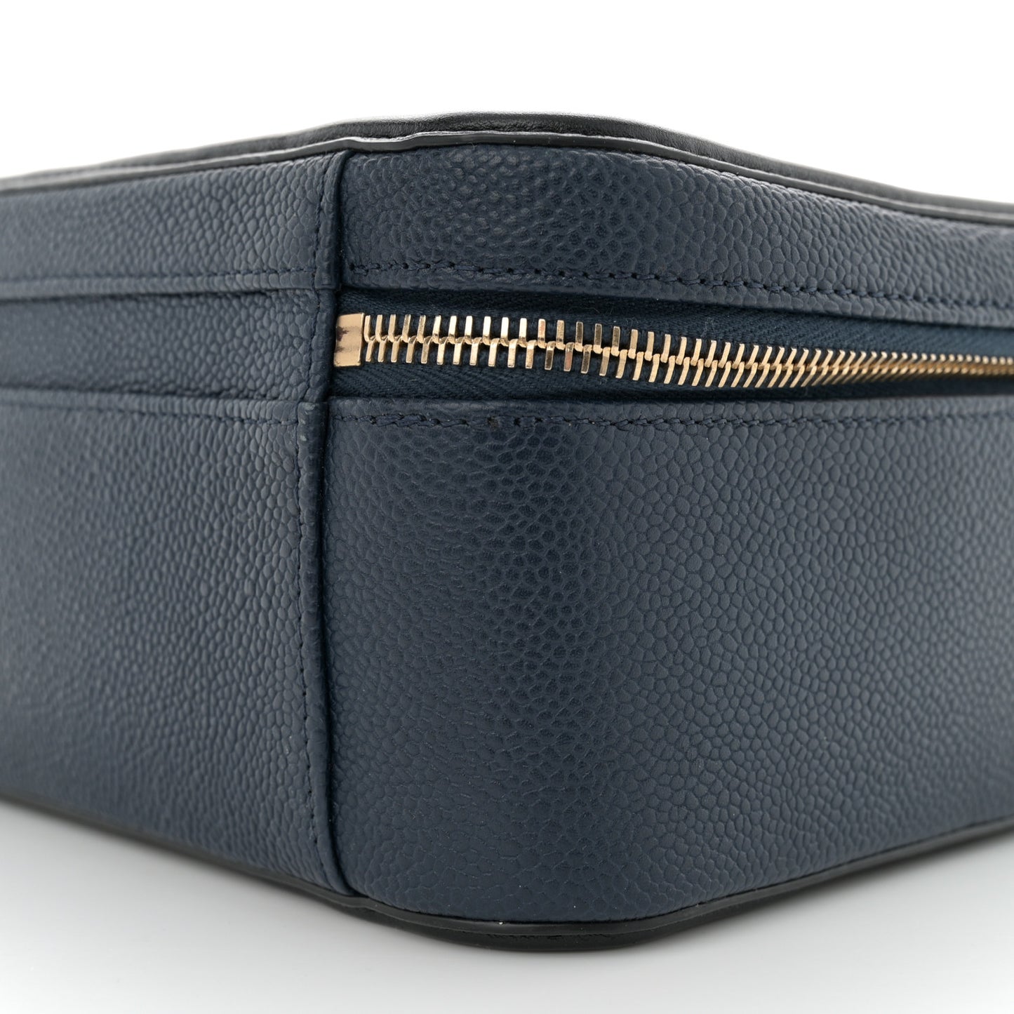 Caviar Quilted Large CC Filigree Vanity Case Navy Black