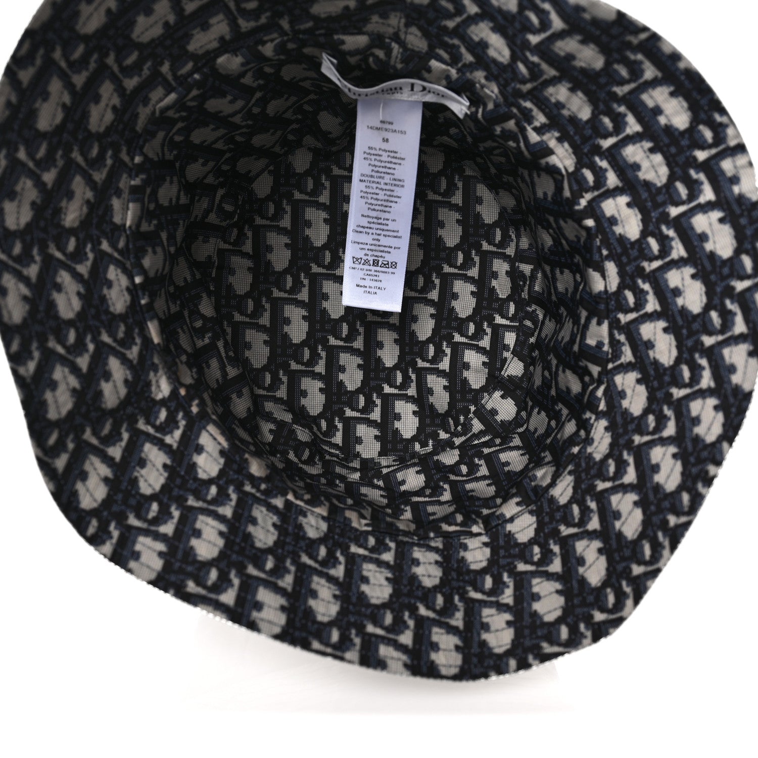 Christian Dior Metallic Oblique Reversible Teddy-D Bob Bucket Hat 58 Blue Silver 11 of 13