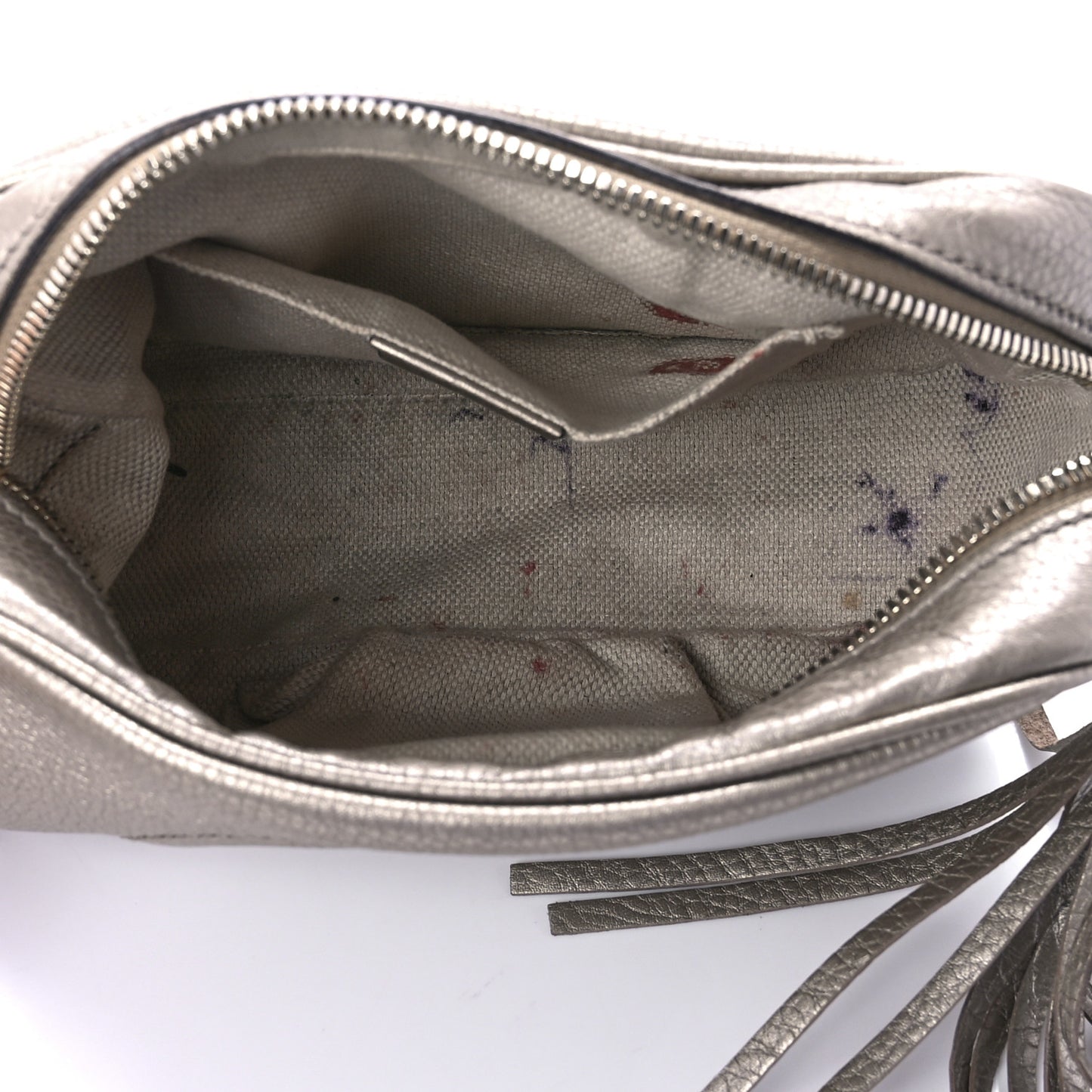 Metallic Pebbled Calfskin Small Soho Disco Bag Golden Beige
