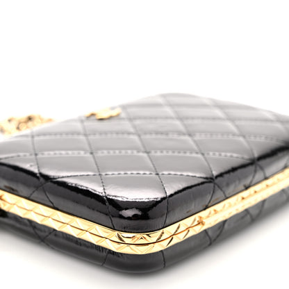 Chanel Glazed Goatskin Quilted Box With Chain Black 9 of 10