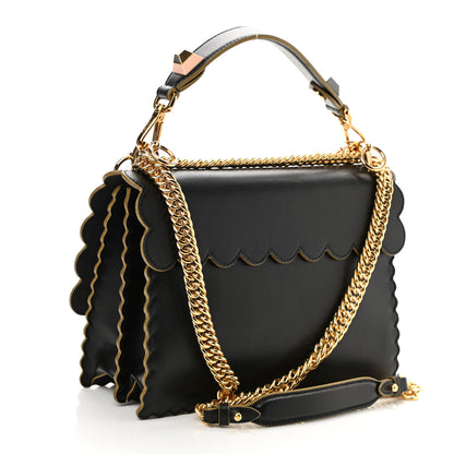 Fendi Vitello Liberty Scalloped Studded Kan I Shoulder Bag Black 3 of 8