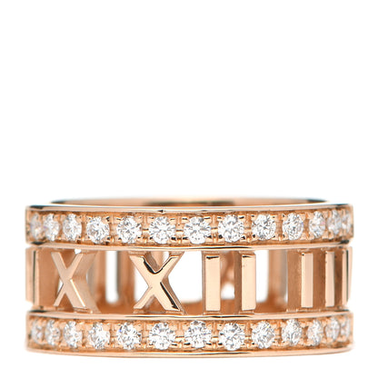 Tiffany 18K Rose Gold Diamond Wide Atlas Open Ring 54 7 1 of 5