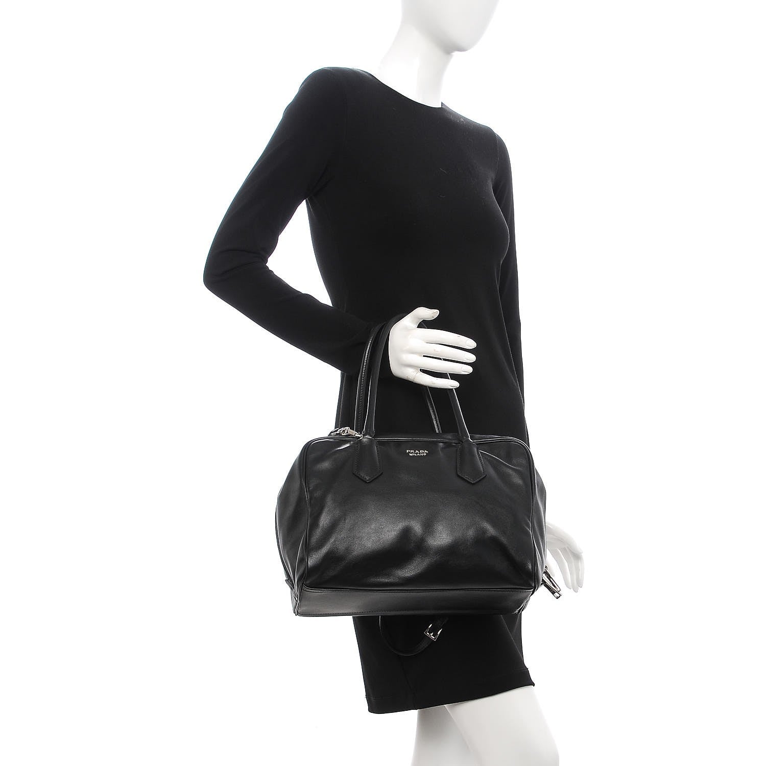 Prada Soft Calf Large Inside Tote Black Mughetto 3 of 13
