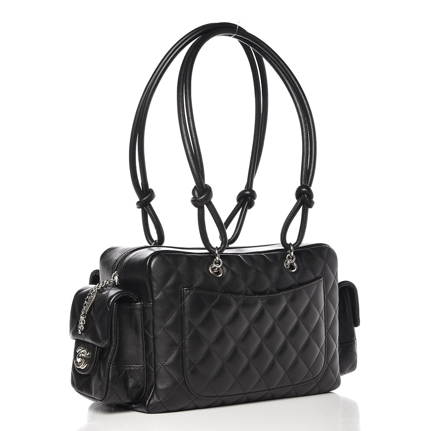 Chanel Calfskin Quilted Small Cambon Multipocket Reporter Black White 3 of 7