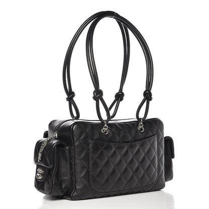 Chanel Calfskin Quilted Small Cambon Multipocket Reporter Black White 3 of 7