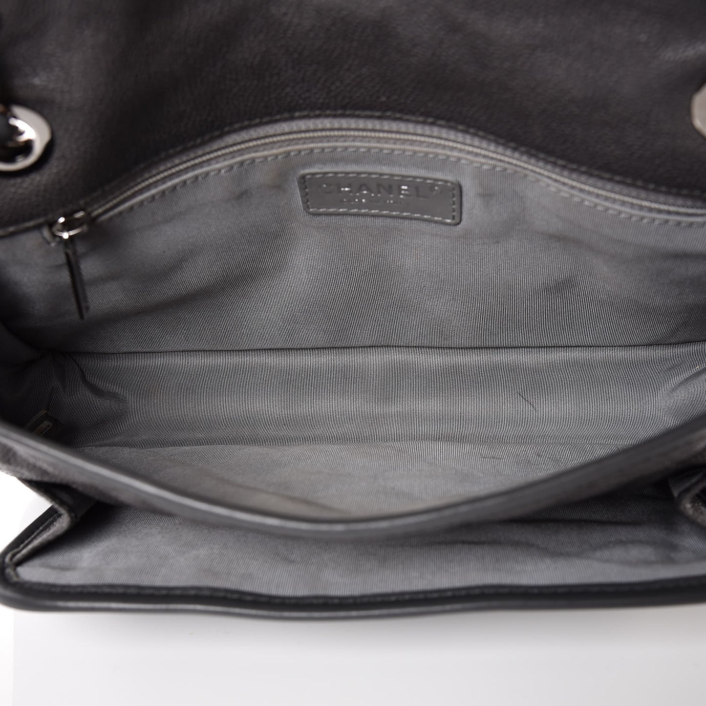 Caviar Quilted Medium French Riviera Flap Dark Grey