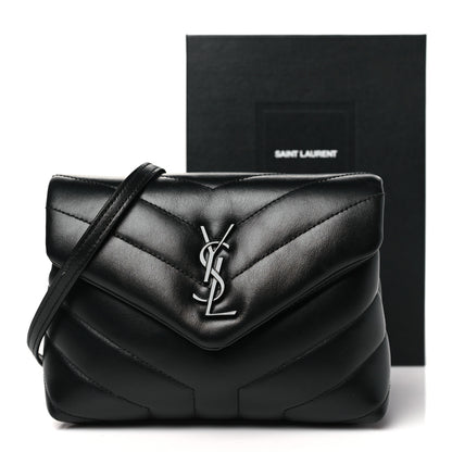 Saint Laurent Calfskin Y Quilted Monogram Monochrome Toy Loulou Crossbody Bag Black 11 of 11