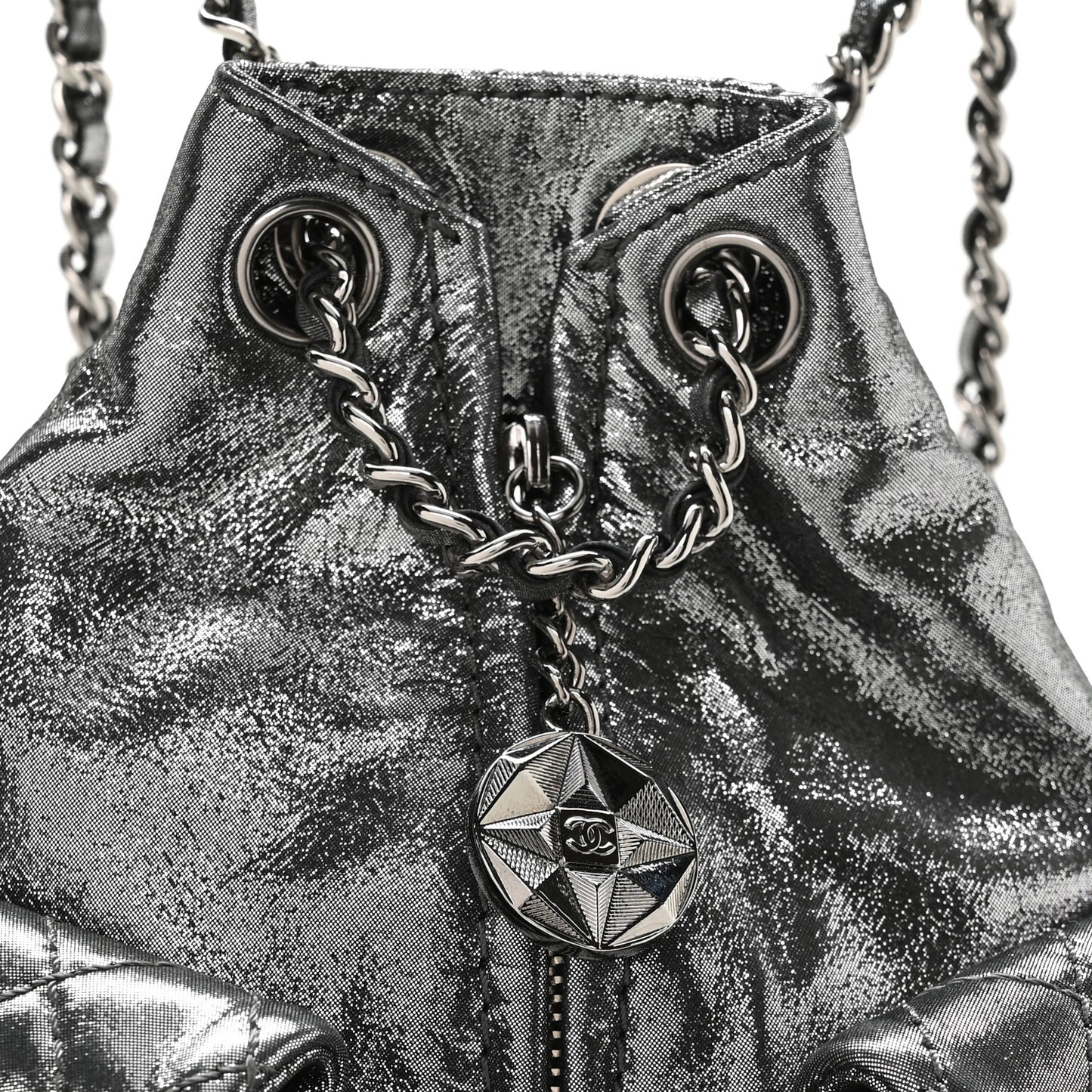 Iridescent Calfskin Mini Backpack Is Back Silver