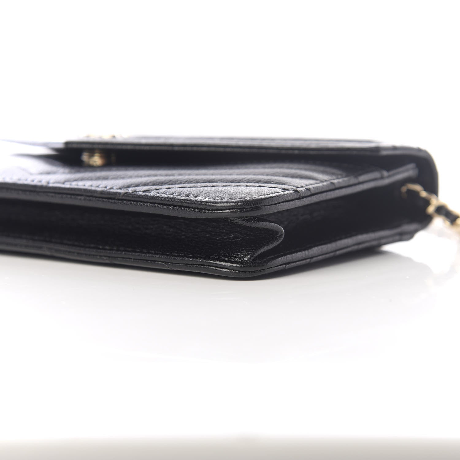 Chanel Goatskin Chevron Quilted Statement Wallet On Chain WOC Black 8 of 10