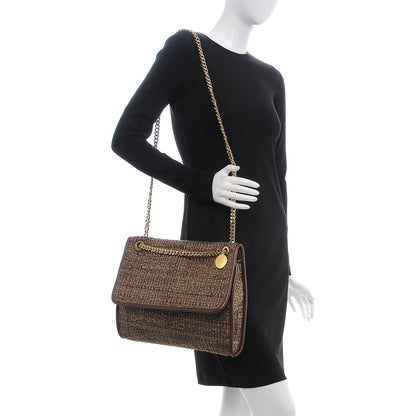Stella McCartney Metallic Woven Boucle Fold Over Falabella Shoulder Bag Gold 2 of 9