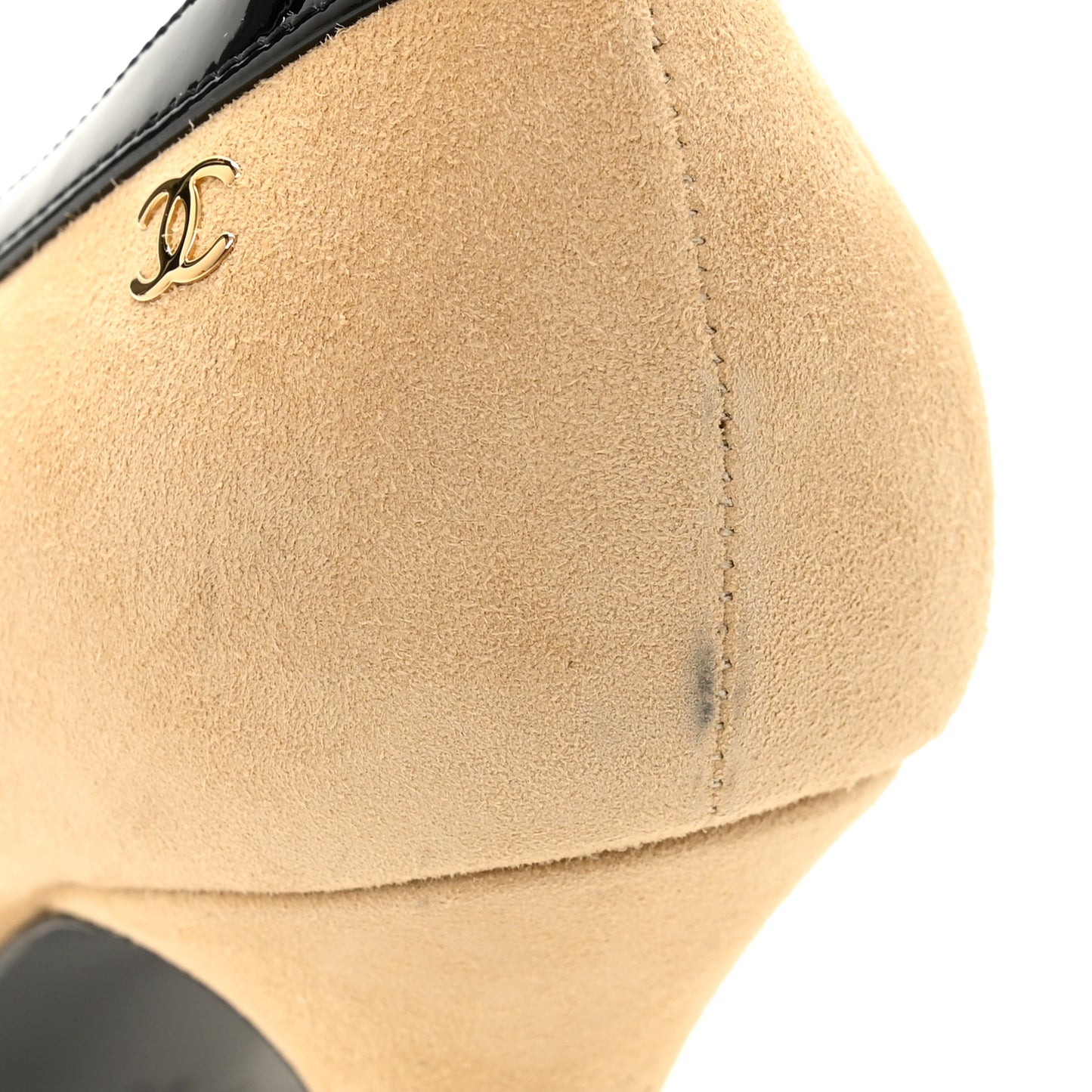 Suede Patent Calfskin Pumps 40 Beige Black