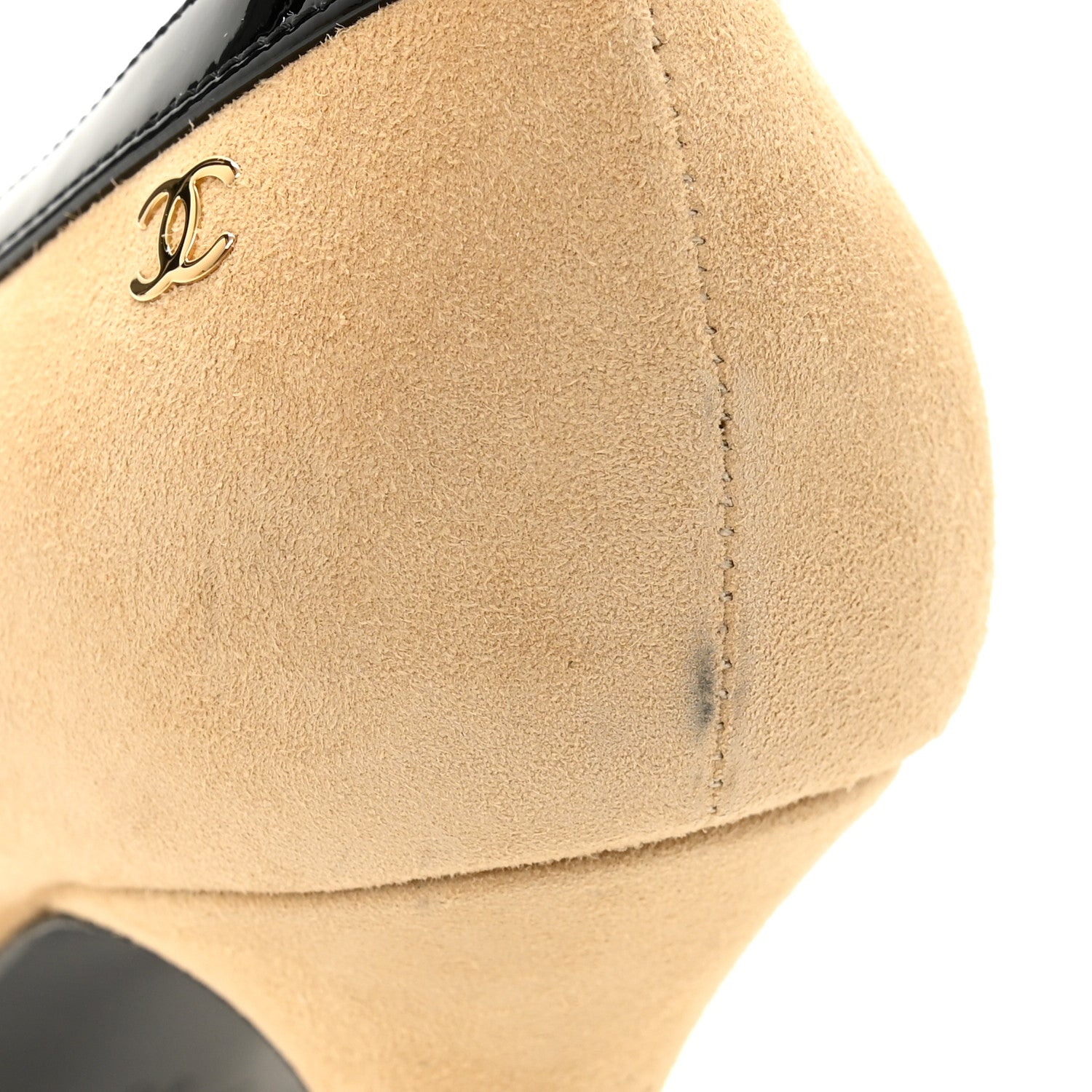 Chanel Suede Patent Calfskin Pumps 40 Beige Black 10 of 11