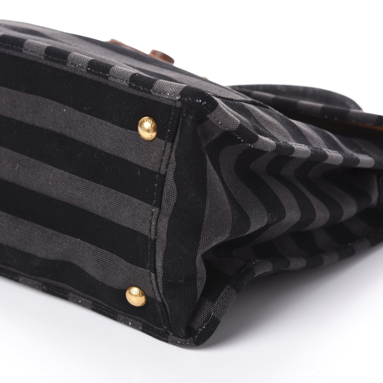 Prada Canvas Canapa Righe Striped Top Handle Satchel Gendarme 9 of 9
