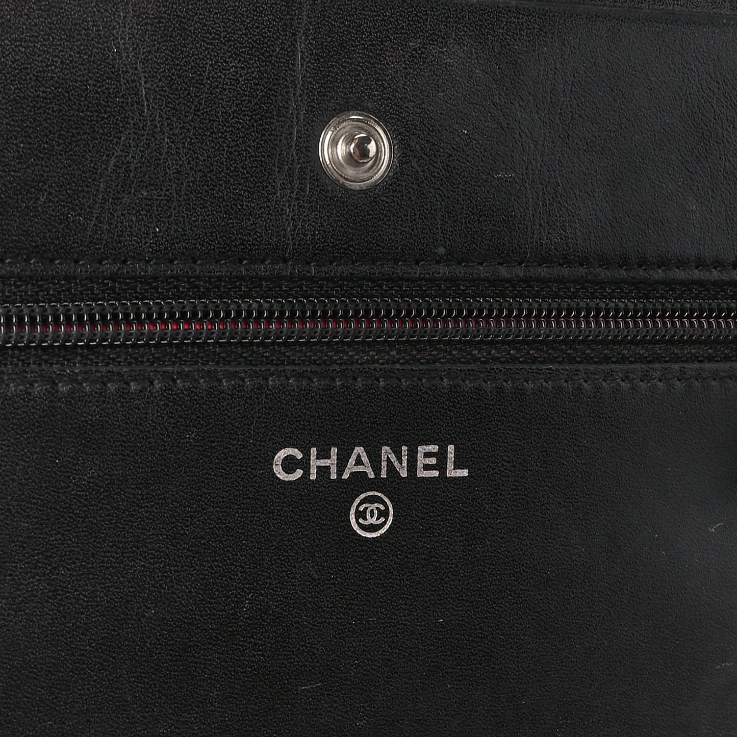 Calfskin Quilted Cambon Wallet on Chain WOC Black