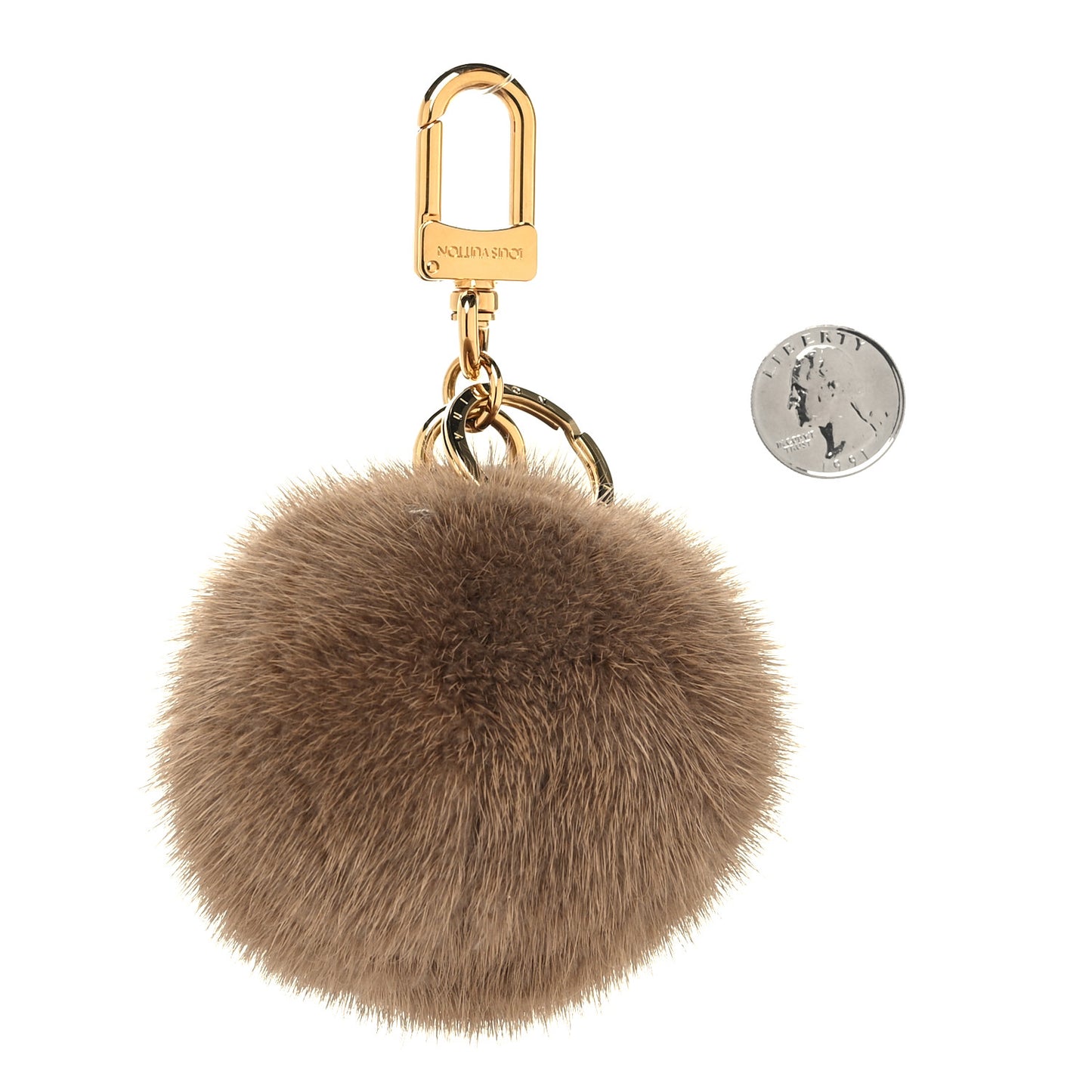 Mink Fur Lovely Vision Bag Charm Key Holder Brown