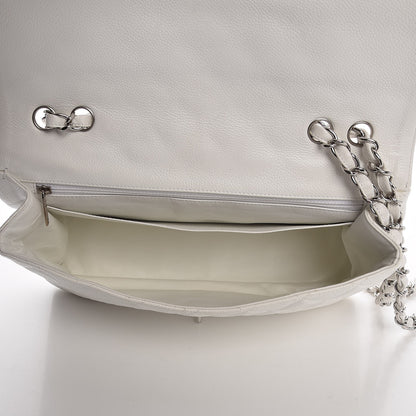 Chanel Caviar Quilted Jumbo Single Flap White 5 of 12