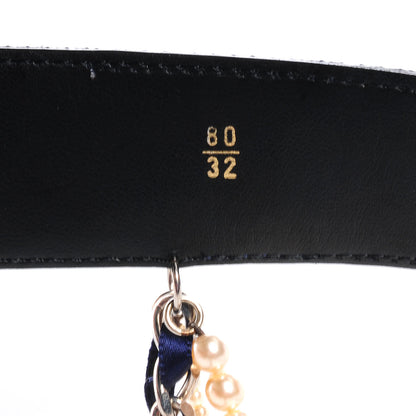 Chanel Satin Pearl Bow Belt 80 32 Royal Blue 5 of 6