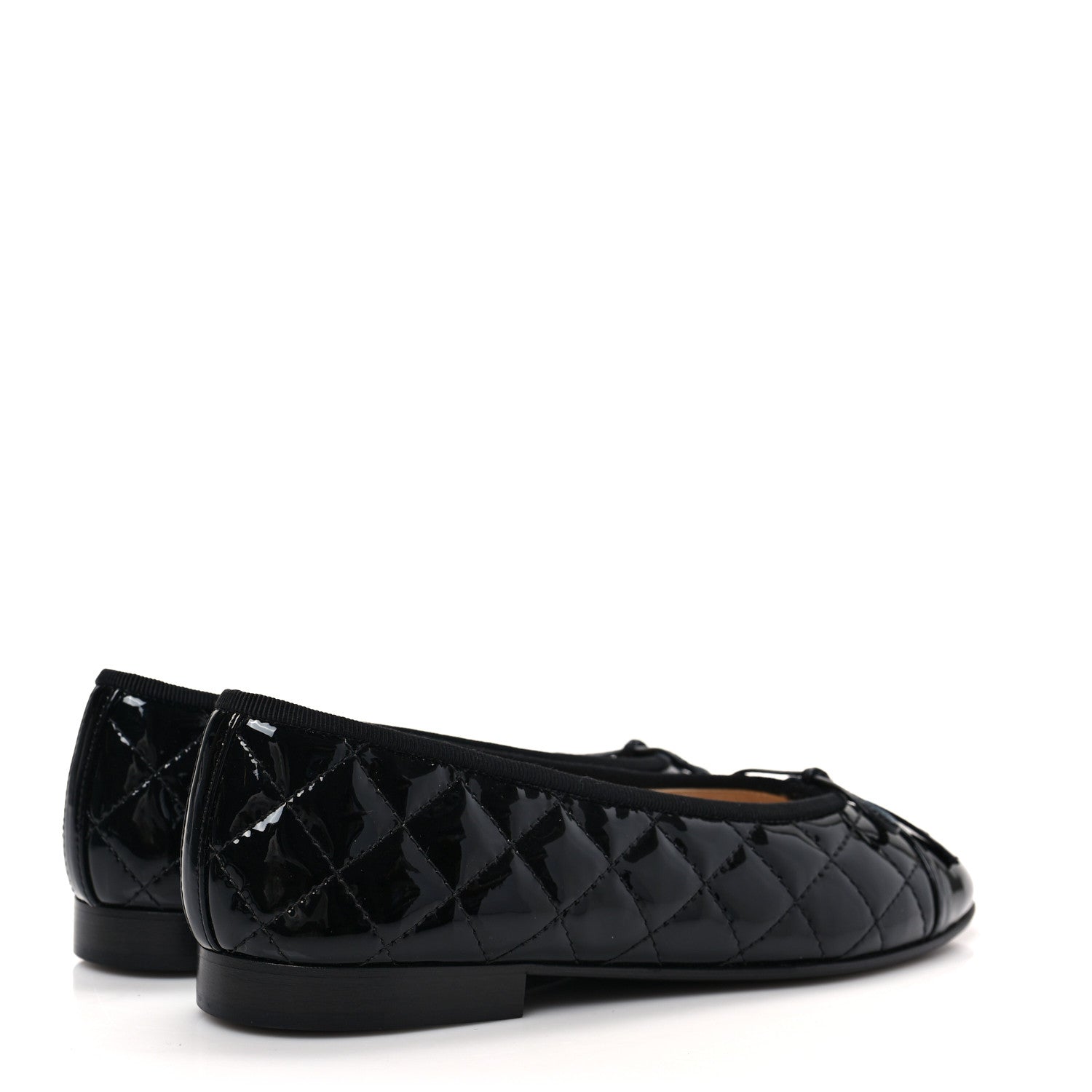 Chanel Patent Calfskin Quilted CC Cap Toe Ballerina Flats 37 Black 4 of 8