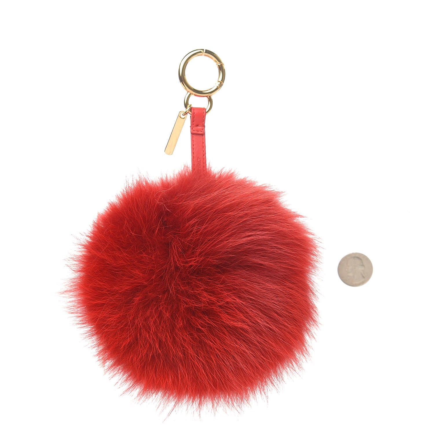 Fendi Fox Fur Shiny Nappa Heart Pom Pom Bag Charm Rosso Rosa 2 of 3