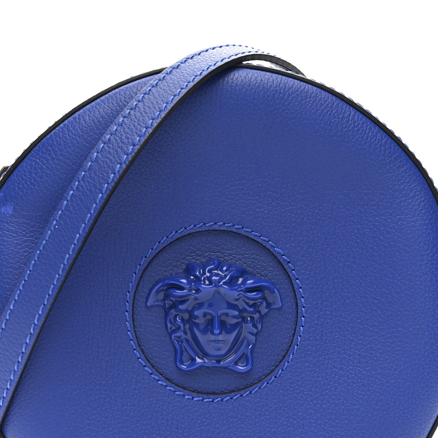 Versace Calfskin La Medusa Round Camera Bag Blue 7 of 12