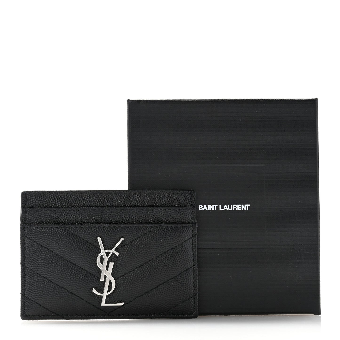 Grain De Poudre Matelasse Chevron Monogram Credit Card Case Black
