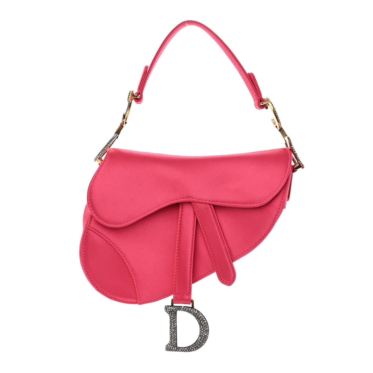 Christian Dior Satin Crystal Mini Saddle Bag Light Shock 1 of 9