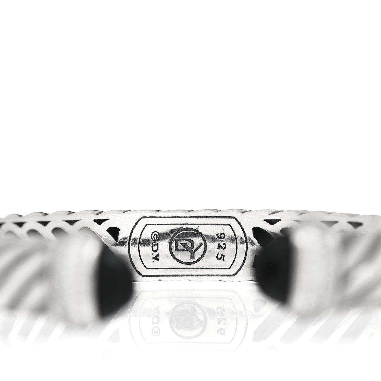 David Yurman Sterling Silver Diamond Black Onyx 10mm Waverly Bracelet 4 of 4