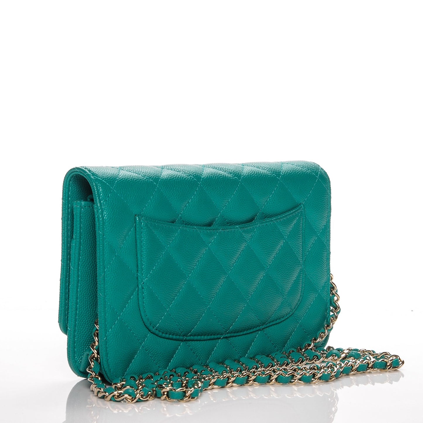 Caviar Quilted Wallet On Chain WOC Turquoise