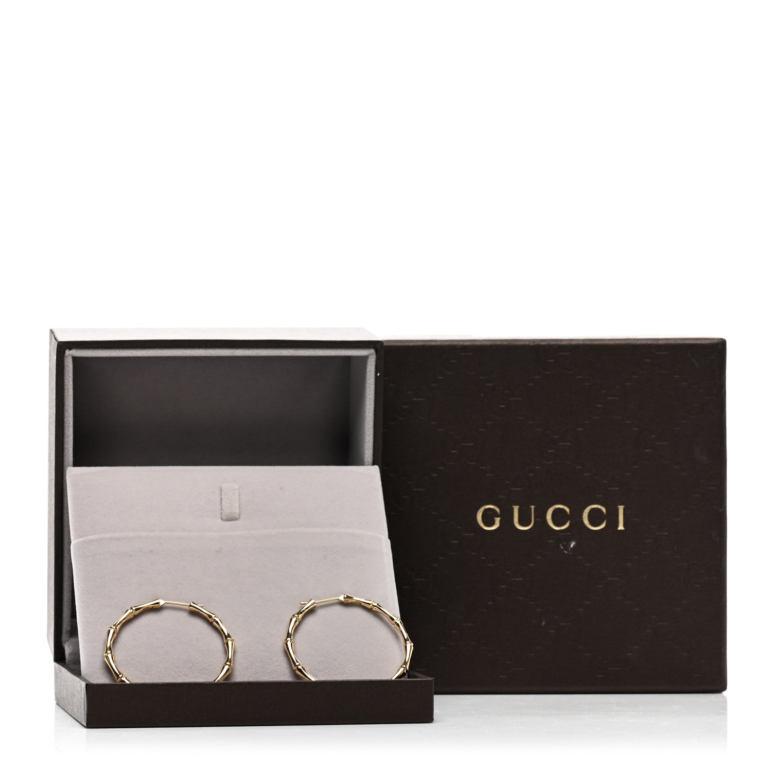Gucci 18K Yellow Gold Bamboo Hoop Earrings 5 of 5