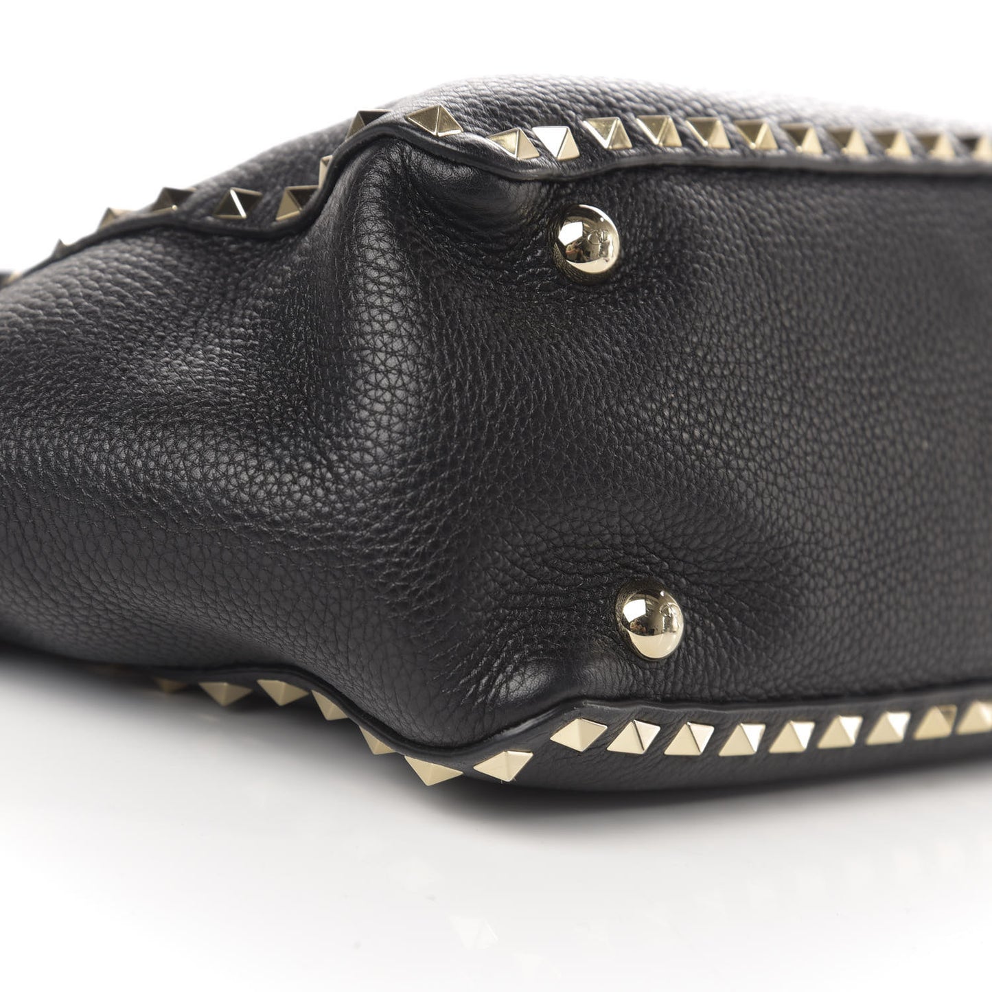 Grained Calfskin Small Rockstud Tote Black