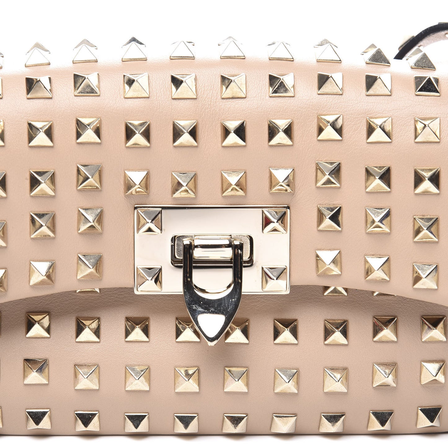 Vitello Mini Rockstud All Over Flap Saddle Crossbody Bag Rose Cannelle