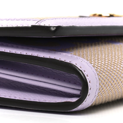Gucci Monogram Jumbo GG Textured Dollar Calfskin Ophidia Continental Wallet On Chain Beige Lapis 9 of 11