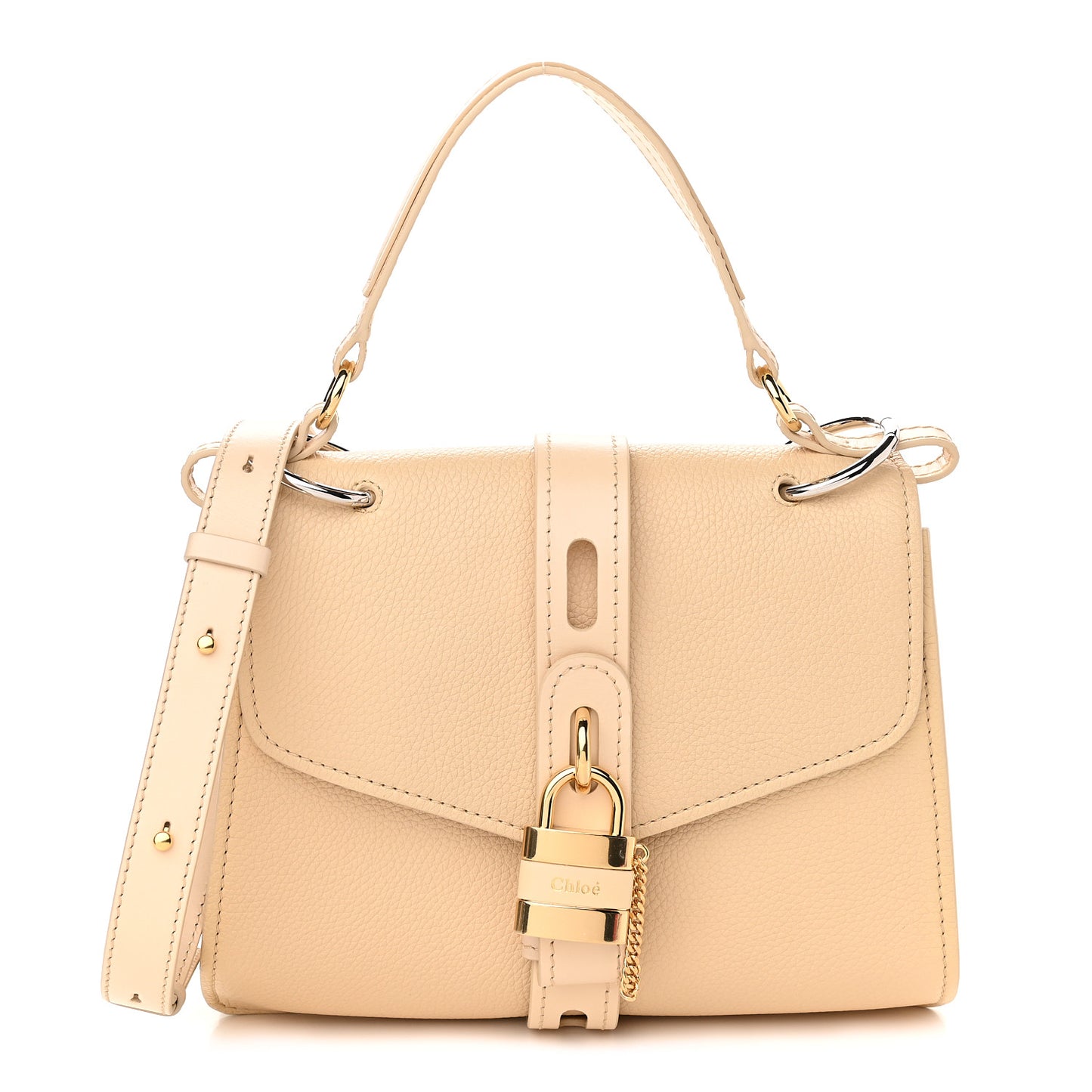 Shiny Grained Calfskin Medium Aby Day Shoulder Bag Blondie Beige