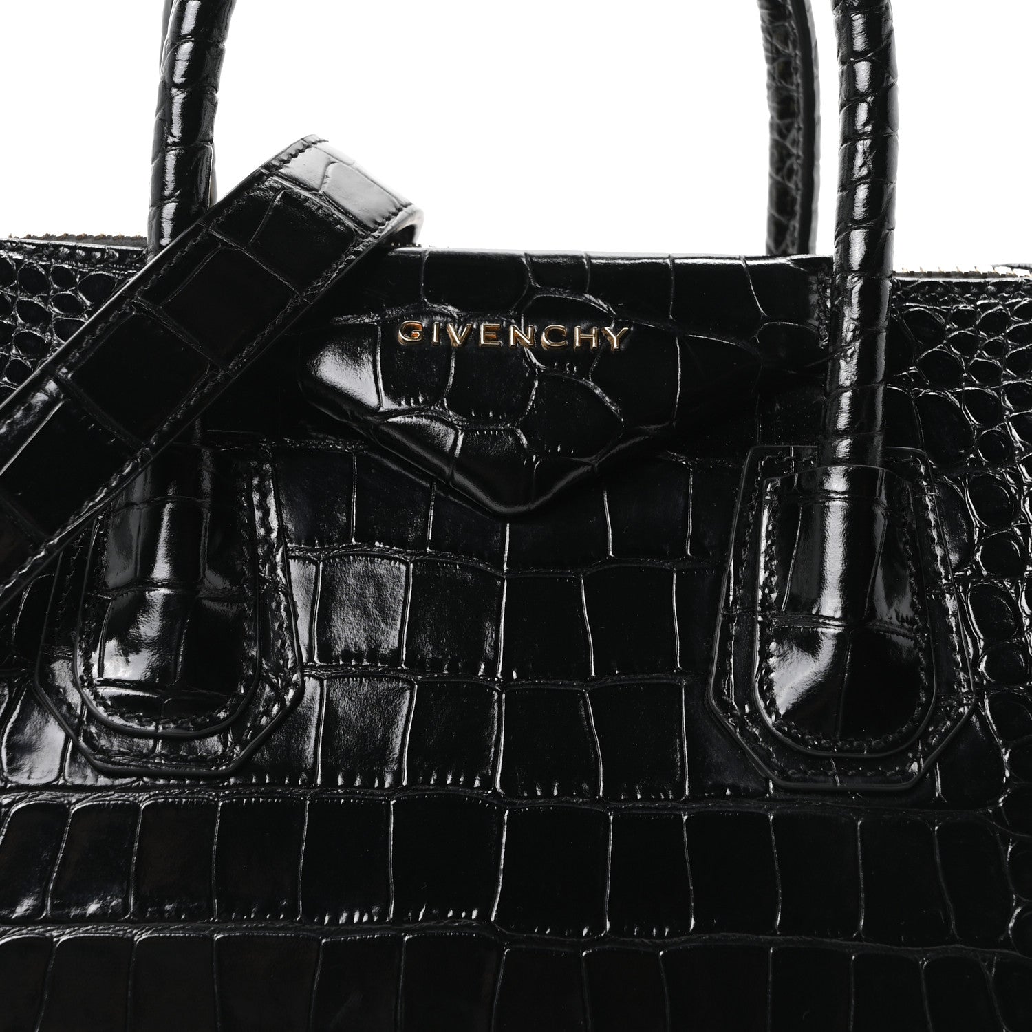 Givenchy Calfskin Crocodile Embossed Small Antigona Black 8 of 10