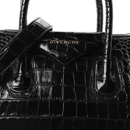 Givenchy Calfskin Crocodile Embossed Small Antigona Black 8 of 10