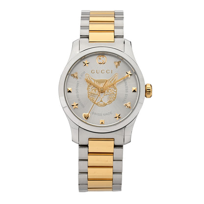 Gucci Stainless Steel 27mm G-Timeless Two Tone Cat Quartz Watch 1 of 5