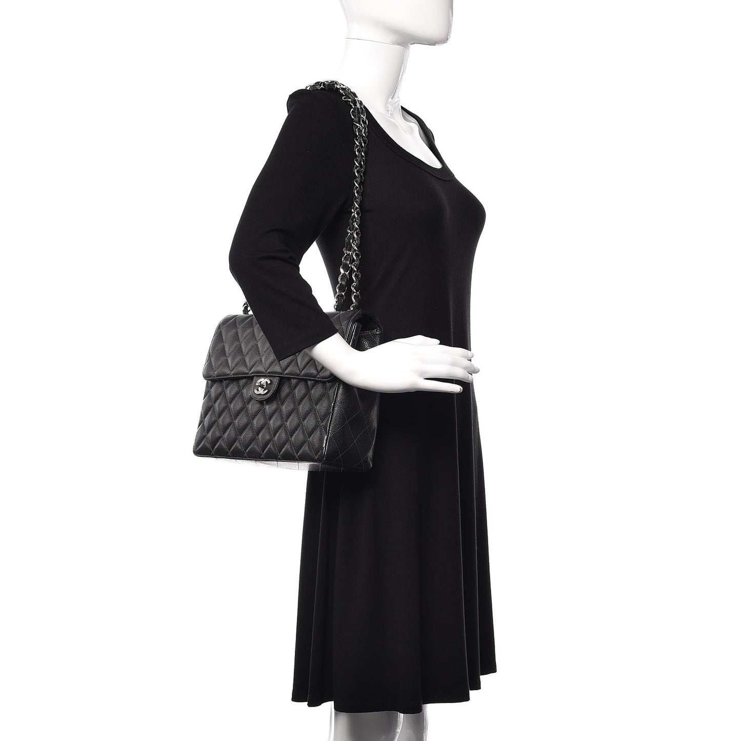 Caviar Quilted Jumbo Single Flap Black