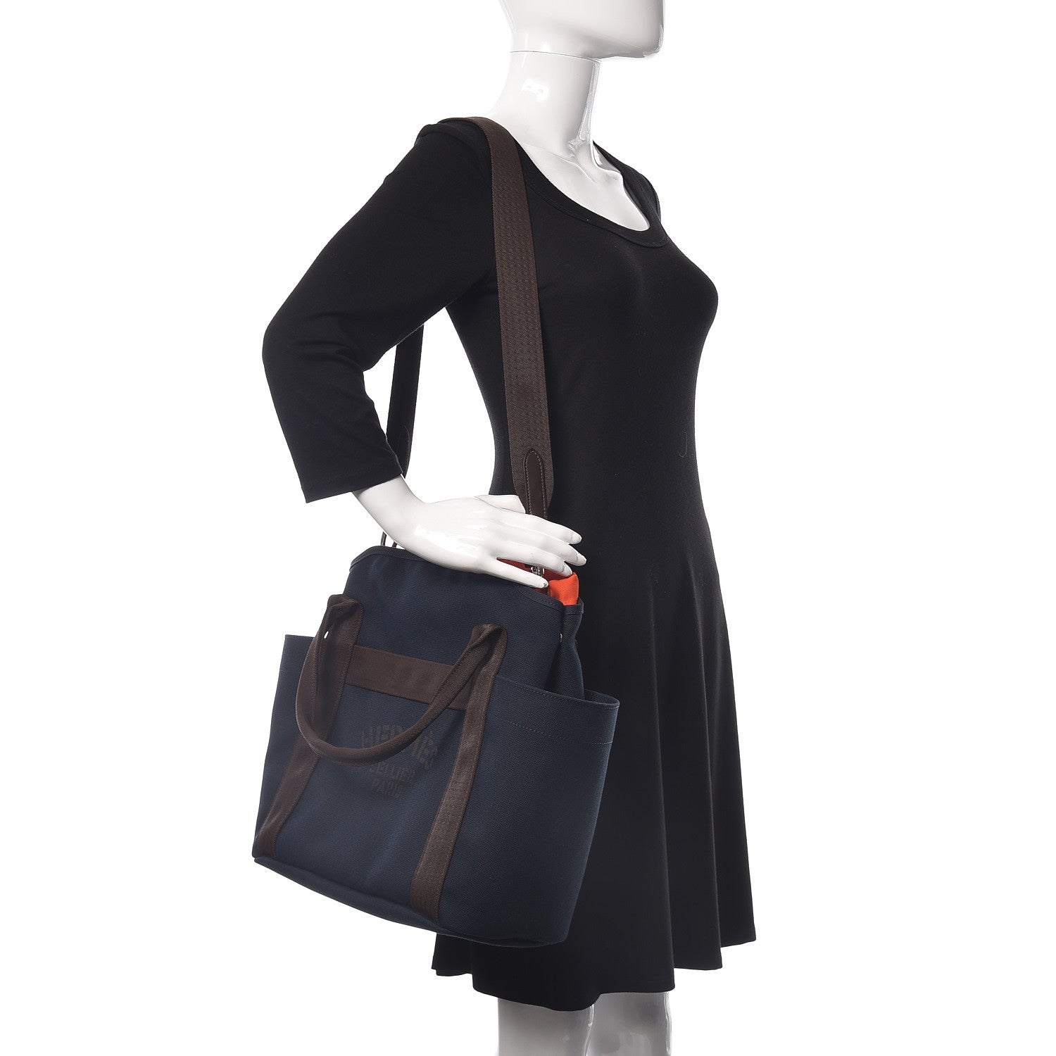 Hermes Toile Sac De Pansage Groom Bleu Navy Feu 2 of 11
