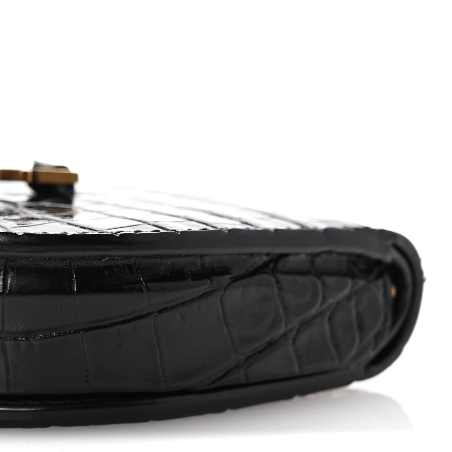Saint Laurent Patent Crocodile Embossed Monogram Baby Kaia Crossbody Bag Black 10 of 13