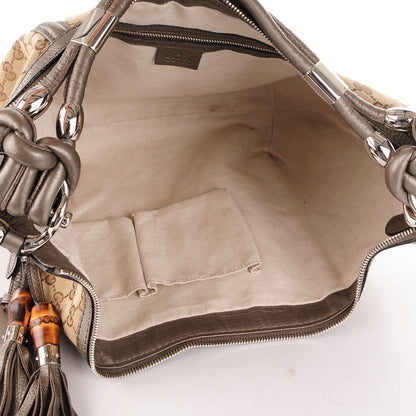 Gucci Monogram Medium Techno Horsebit Hobo Pewter 5 of 7