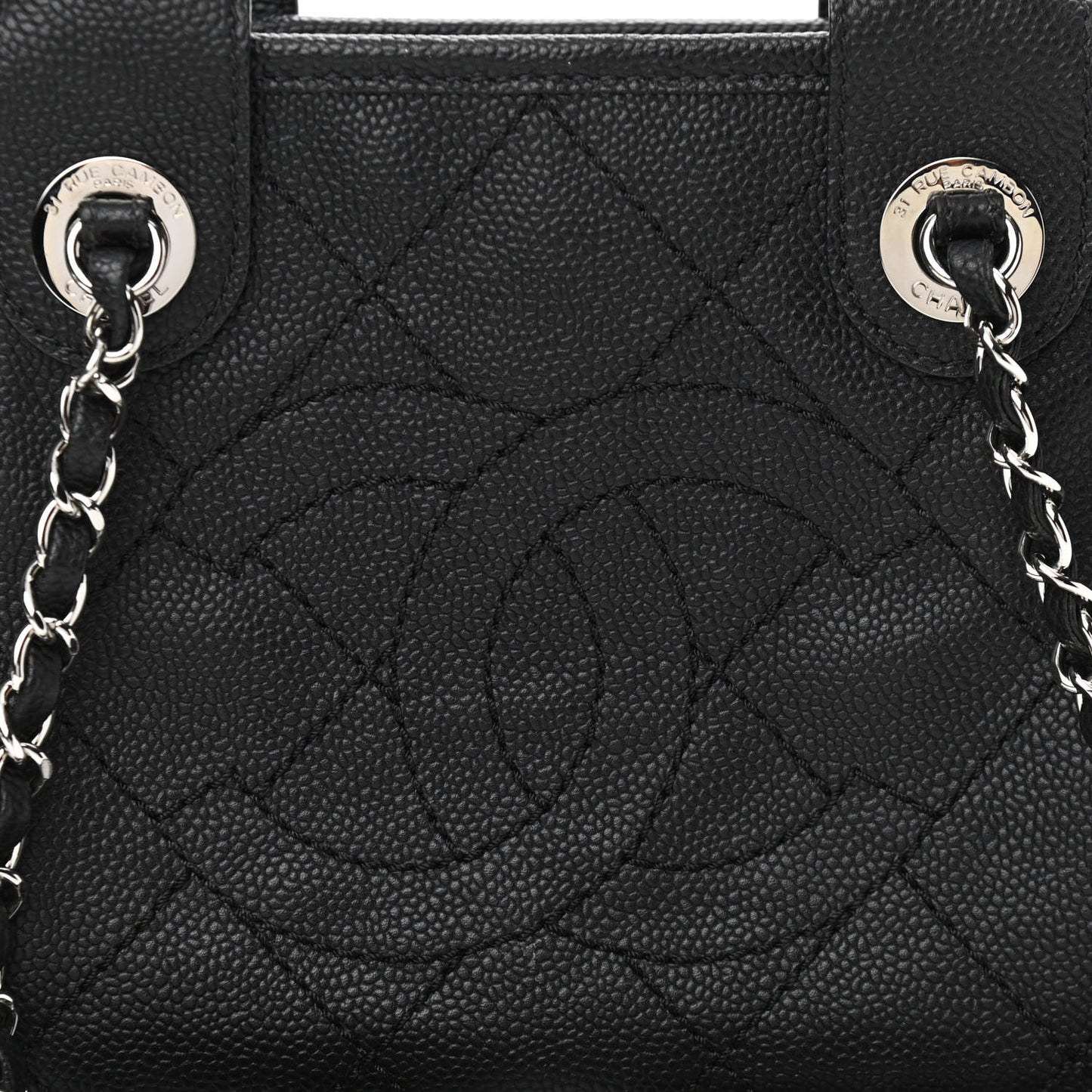 Caviar Quilted Small Deauville Bowling Bag Black