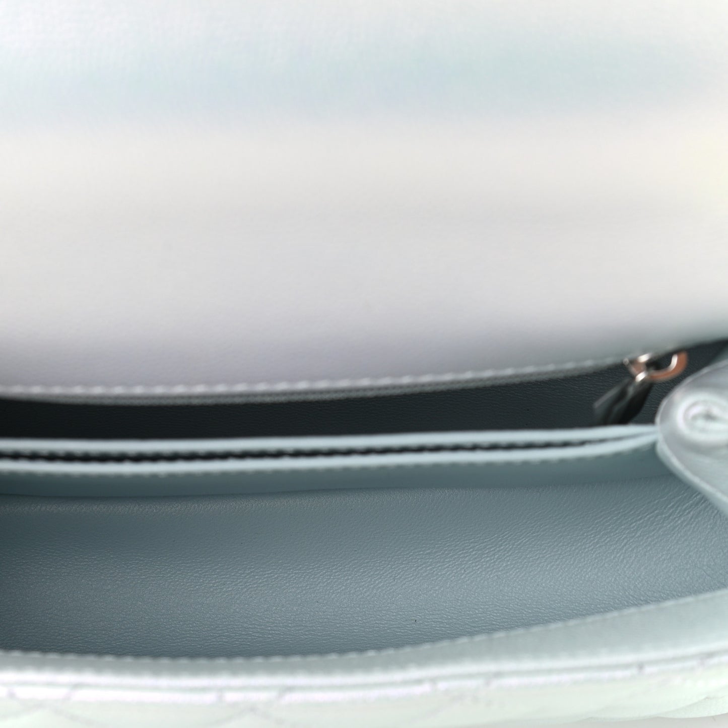 Iridescent Caviar Quilted Mini Coco Handle Flap Light Blue