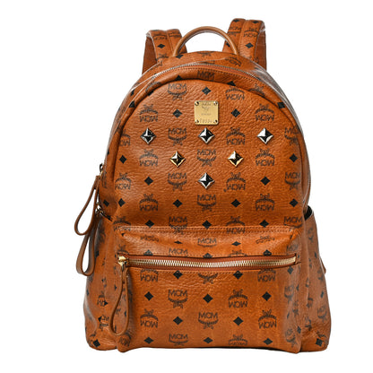 MCM Visetos Medium Sprinkle Stud Stark Backpack Cognac 1 of 9