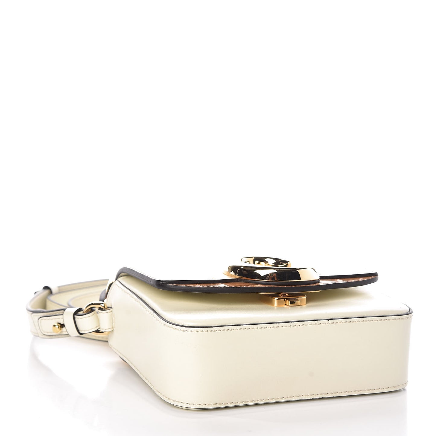 Calfskin Crocodile Embossed Mini C Bag White Beige