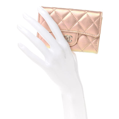 Chanel Iridescent Calfskin Quilted Flap Card Holder Wallet Pink 2 of 9