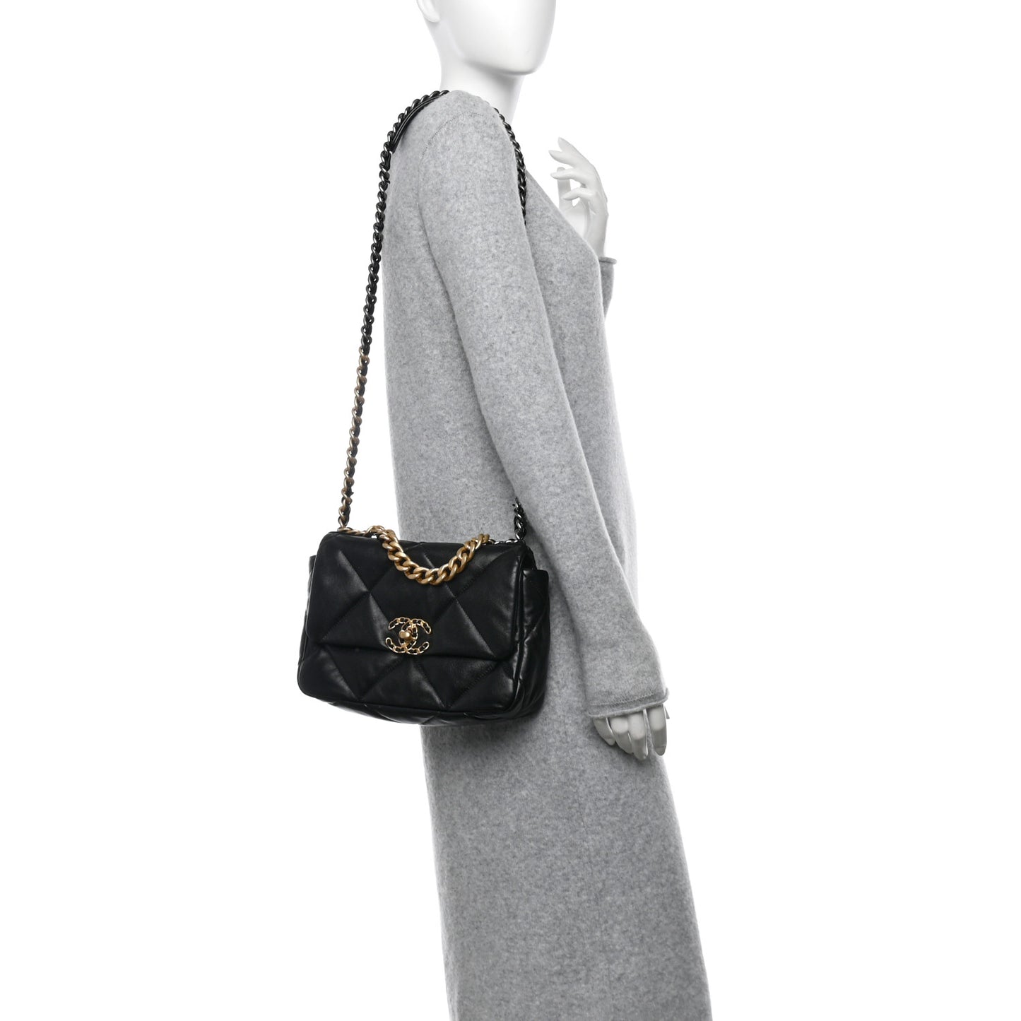 Lambskin Quilted Medium Chanel 19 Flap Black