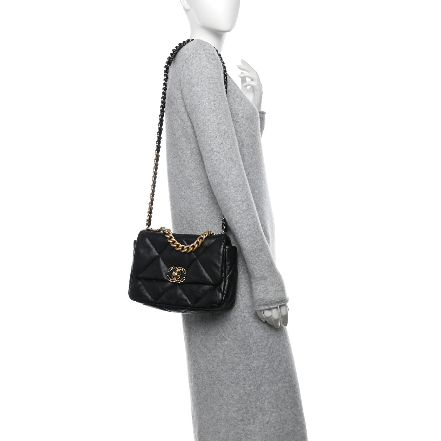 Chanel Lambskin Quilted Medium Chanel 19 Flap Black 2 of 10