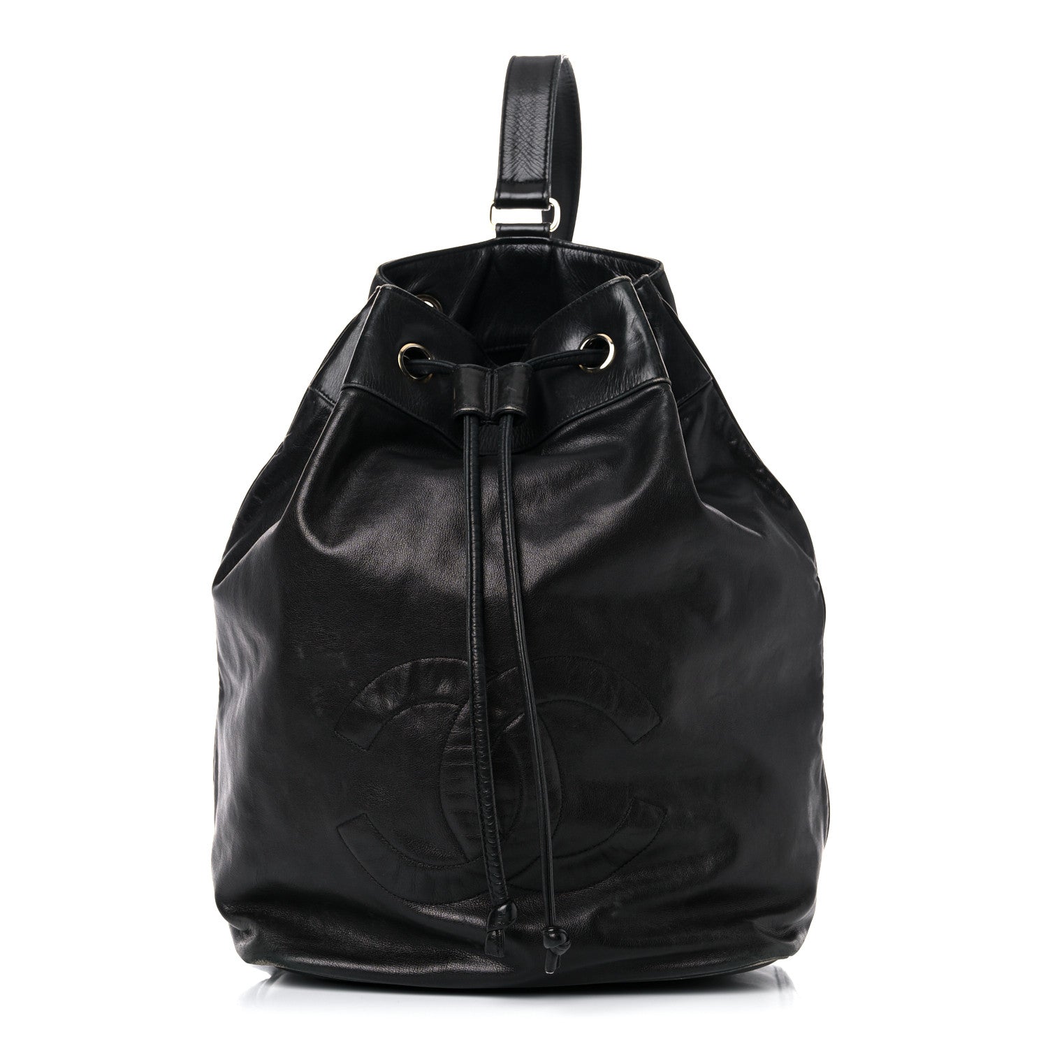 Chanel Lambskin Drawstring Sling Backpack Black 1 of 27