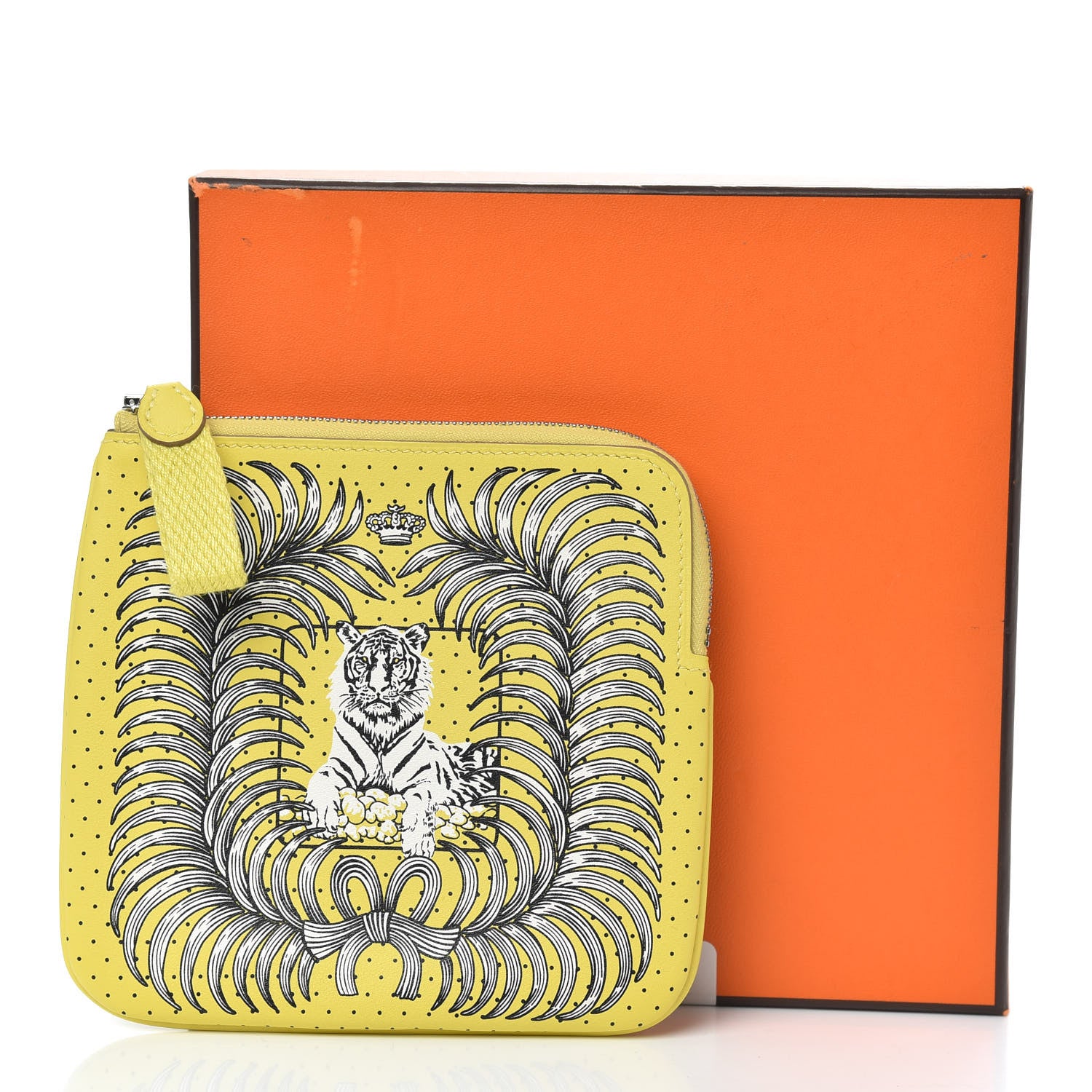 Hermes Swift Tigre Royal Bandana Carre Pocket Pouch Lime 7 of 7